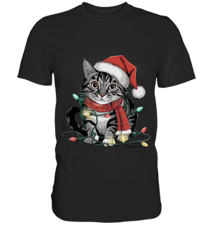 Weihnachtskätzchen im Lichterketten-Wirrwarr - Premium Shirt Bright Lights Arts