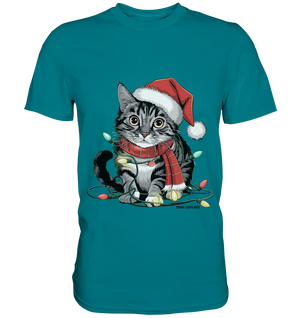 Weihnachtskätzchen im Lichterketten-Wirrwarr - Premium Shirt Bright Lights Arts