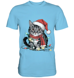 Weihnachtskätzchen im Lichterketten-Wirrwarr - Premium Shirt Bright Lights Arts