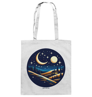Winterliche Ruhe – Haus im Mondschein - Baumwolltasche Bright Lights Arts
