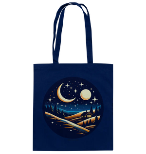 Winterliche Ruhe – Haus im Mondschein - Baumwolltasche Bright Lights Arts