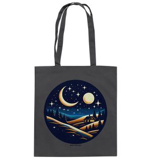 Winterliche Ruhe – Haus im Mondschein - Baumwolltasche Bright Lights Arts