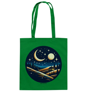 Winterliche Ruhe – Haus im Mondschein - Baumwolltasche Bright Lights Arts