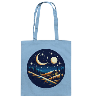 Winterliche Ruhe – Haus im Mondschein - Baumwolltasche Bright Lights Arts