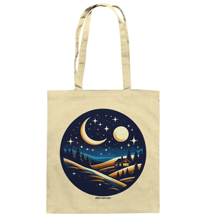 Winterliche Ruhe – Haus im Mondschein - Baumwolltasche Bright Lights Arts