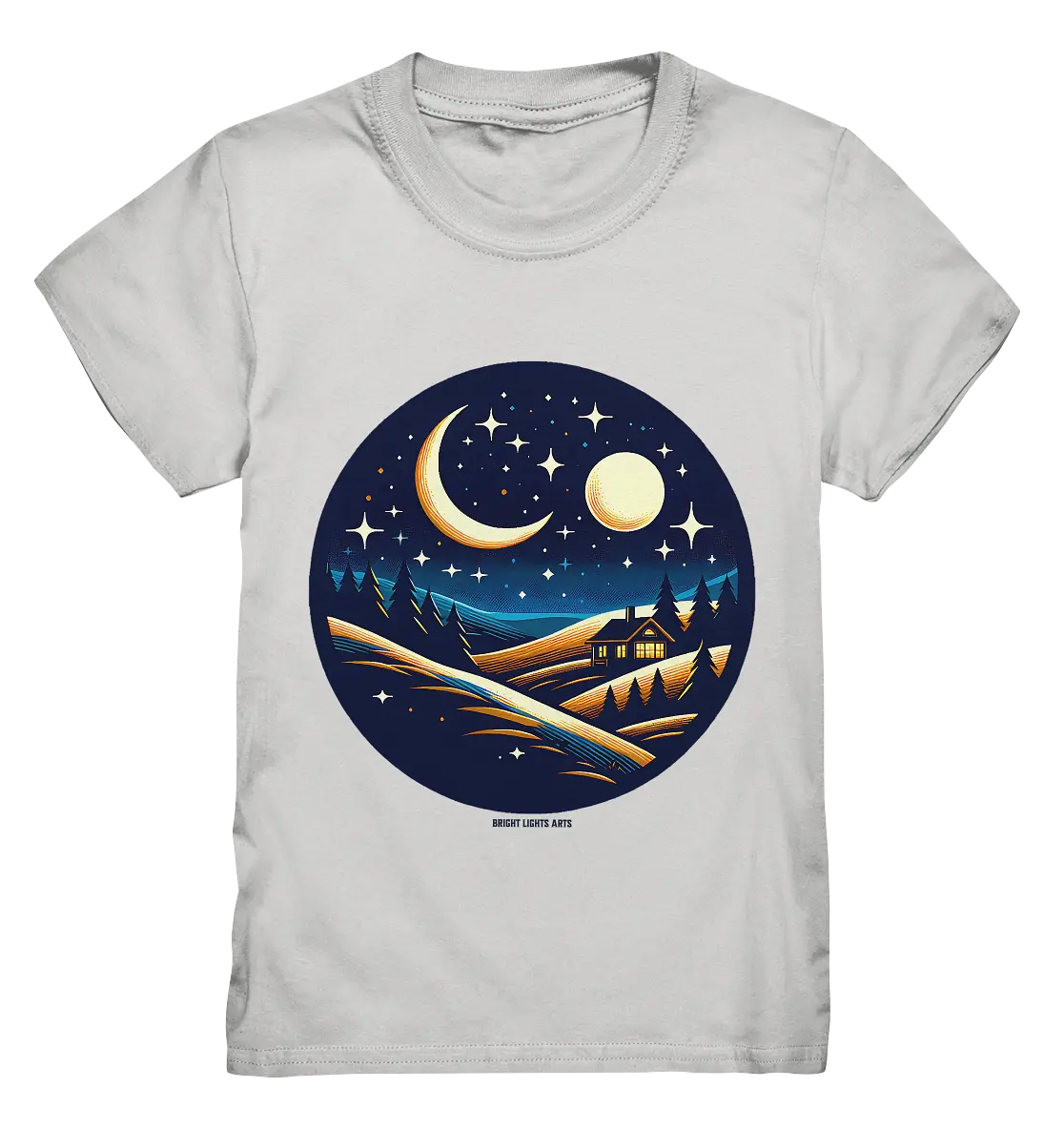 Winterliche Ruhe – Haus im Mondschein - Kids Premium Shirt Bright Lights Arts