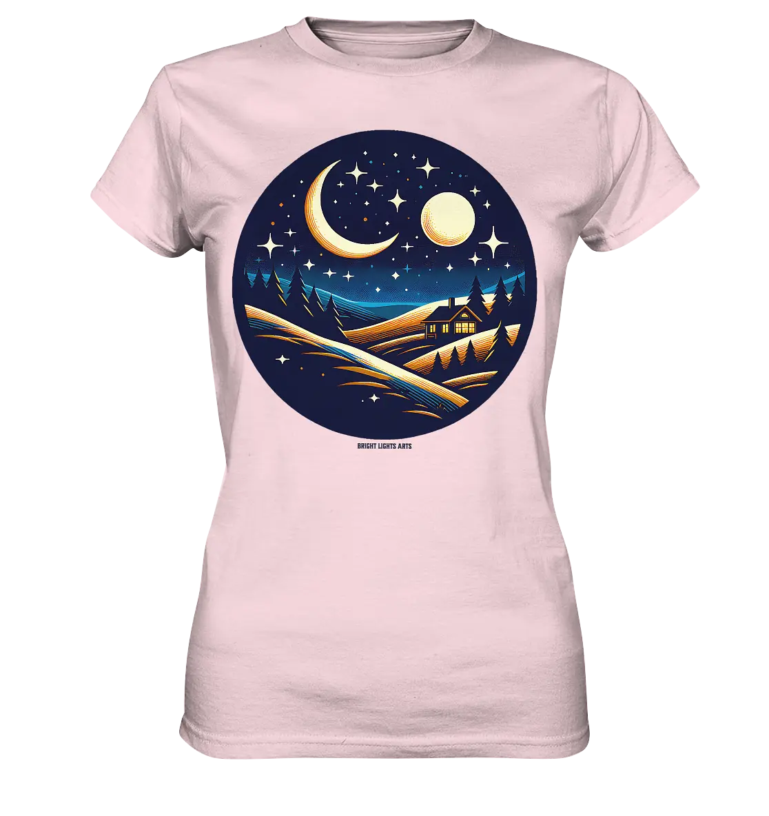 Winterliche Ruhe – Haus im Mondschein - Ladies Premium Shirt Bright Lights Arts