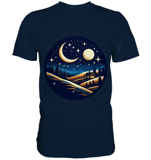 Winterliche Ruhe – Haus im Mondschein - Premium Shirt Bright Lights Arts