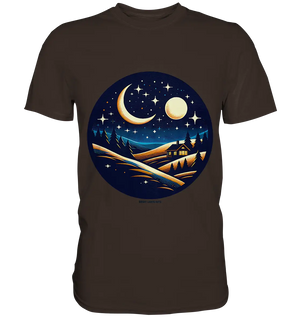 Winterliche Ruhe – Haus im Mondschein - Premium Shirt Bright Lights Arts