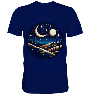 Winterliche Ruhe – Haus im Mondschein - Premium Shirt Bright Lights Arts