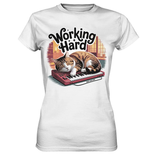 Working Hard – Schlafender Kater auf Tastatur - Ladies Premium Shirt Bright Lights Arts