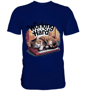 Working Hard – Schlafender Kater auf Tastatur - Premium Shirt - Bright Lights Arts