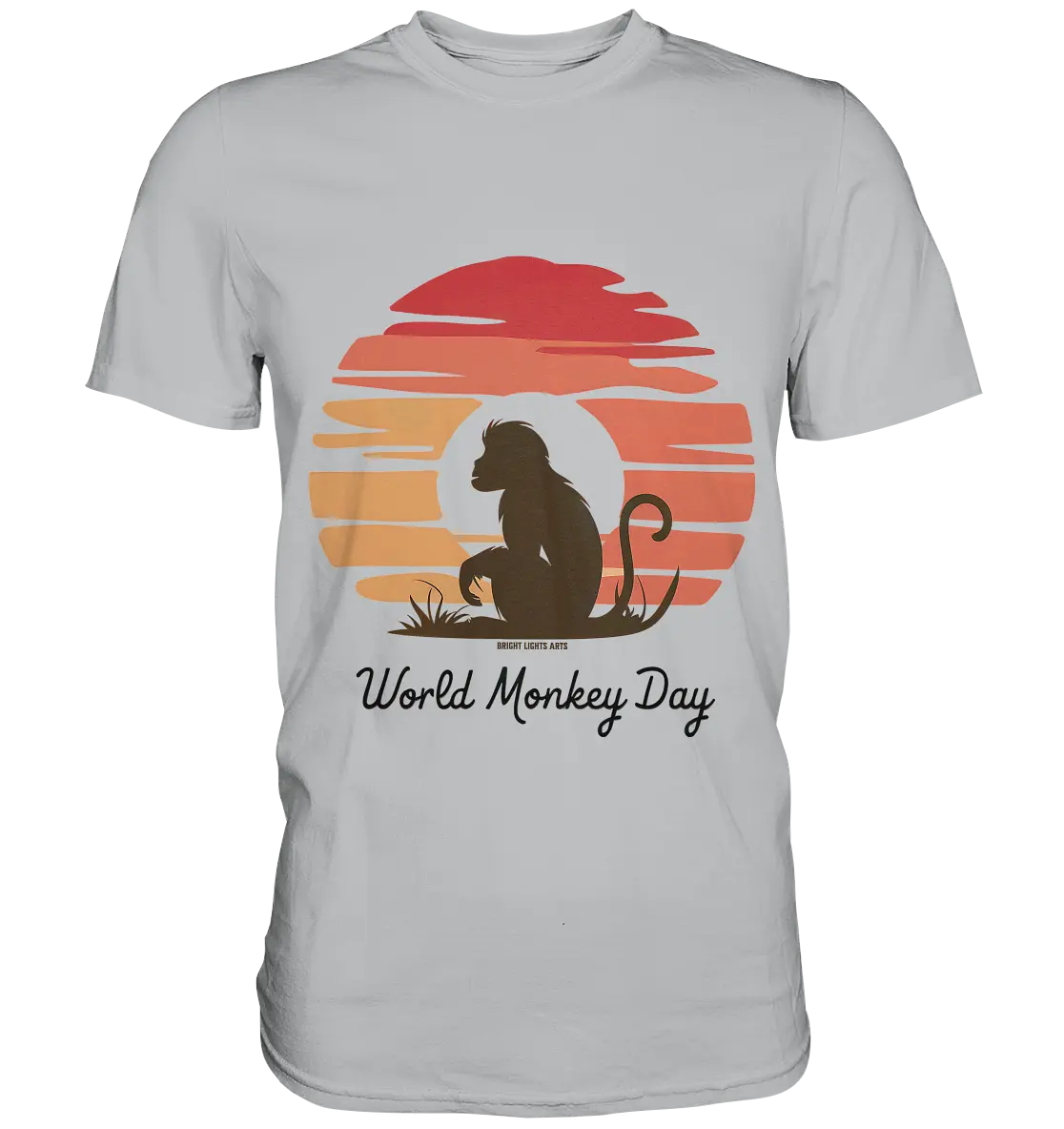 World Monkey Day – Silhouette im Sonnenuntergang - Premium Shirt Bright Lights Arts