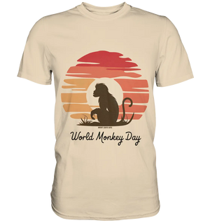 World Monkey Day – Silhouette im Sonnenuntergang - Premium Shirt Bright Lights Arts