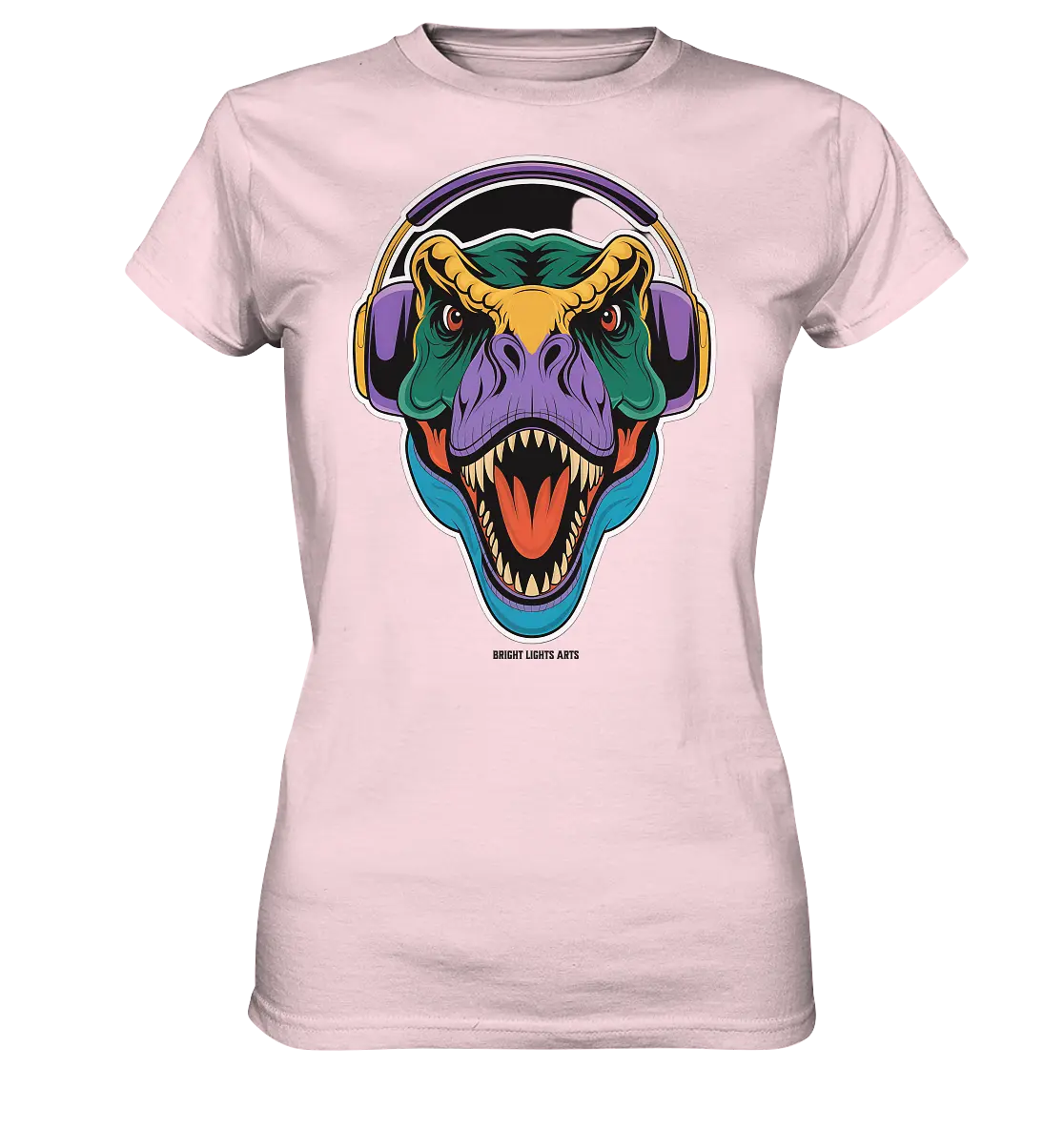 Wütender T-Rex mit Kopfhörern – Dinosaurier Design - Ladies Premium Shirt Bright Lights Arts