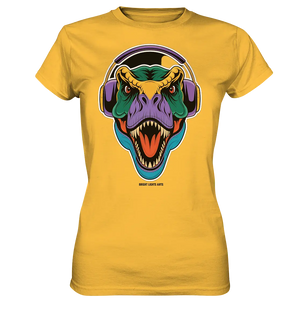 Wütender T-Rex mit Kopfhörern – Dinosaurier Design - Ladies Premium Shirt Bright Lights Arts