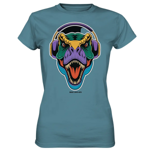 Wütender T-Rex mit Kopfhörern – Dinosaurier Design - Ladies Premium Shirt Bright Lights Arts