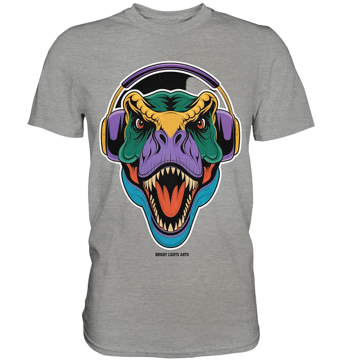 Wütender T-Rex mit Kopfhörern – Dinosaurier Design - Premium Shirt Bright Lights Arts