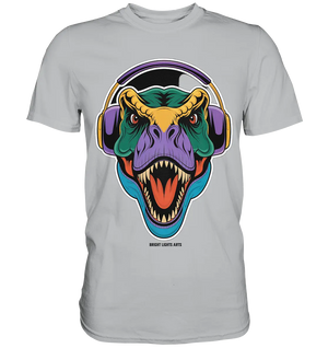 Wütender T-Rex mit Kopfhörern – Dinosaurier Design - Premium Shirt Bright Lights Arts
