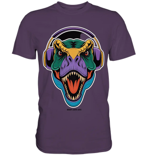 Wütender T-Rex mit Kopfhörern – Dinosaurier Design - Premium Shirt Bright Lights Arts