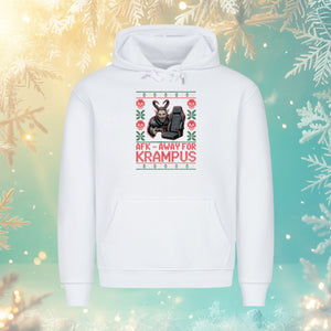 AFK – Away for Krampus Hoodie – weiss – Bright Light Arts, lustiges Gaming-Weihnachtsdesign
