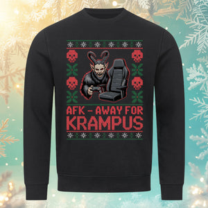 AFK – Away for Krampus Sweatshirt – Schwarz – Bright Light Arts, lustiges Bio-Weihnachtsdesign