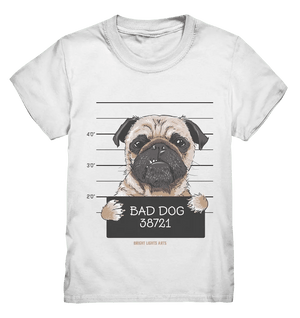 BAD DOG – Humorvolles Mugshot - Design mit Pug - Kids Premium Shirt - Bright Lights Arts