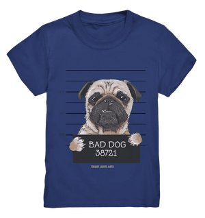 BAD DOG – Humorvolles Mugshot - Design mit Pug - Kids Premium Shirt - Bright Lights Arts