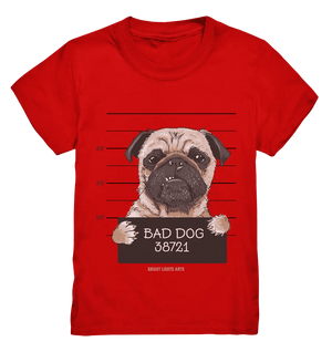 BAD DOG – Humorvolles Mugshot - Design mit Pug - Kids Premium Shirt - Bright Lights Arts
