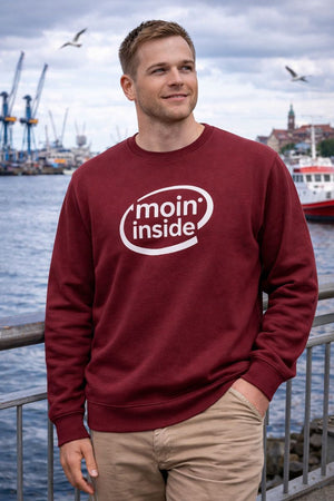 Sweatshirt mit MOIN INSIDE von Bright Light Arts im ruhigen Lifestyle-Look