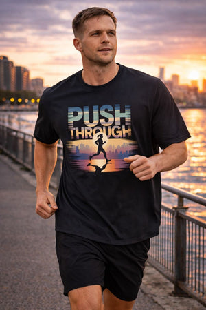 Sport T-Shirt Herren mit PUSH THROUGH von Bright Light Arts im dynamischen Trainings-Lifestyle-Look