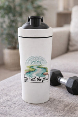 Fitness-Shaker mit River Mandala Flow von Bright Light Arts im natürlichen Lifestyle-Look