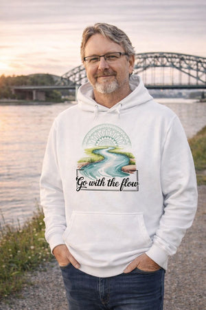 Premium Hoodie mit River Mandala Flow – achtsames Natur- und Mandala-Motiv