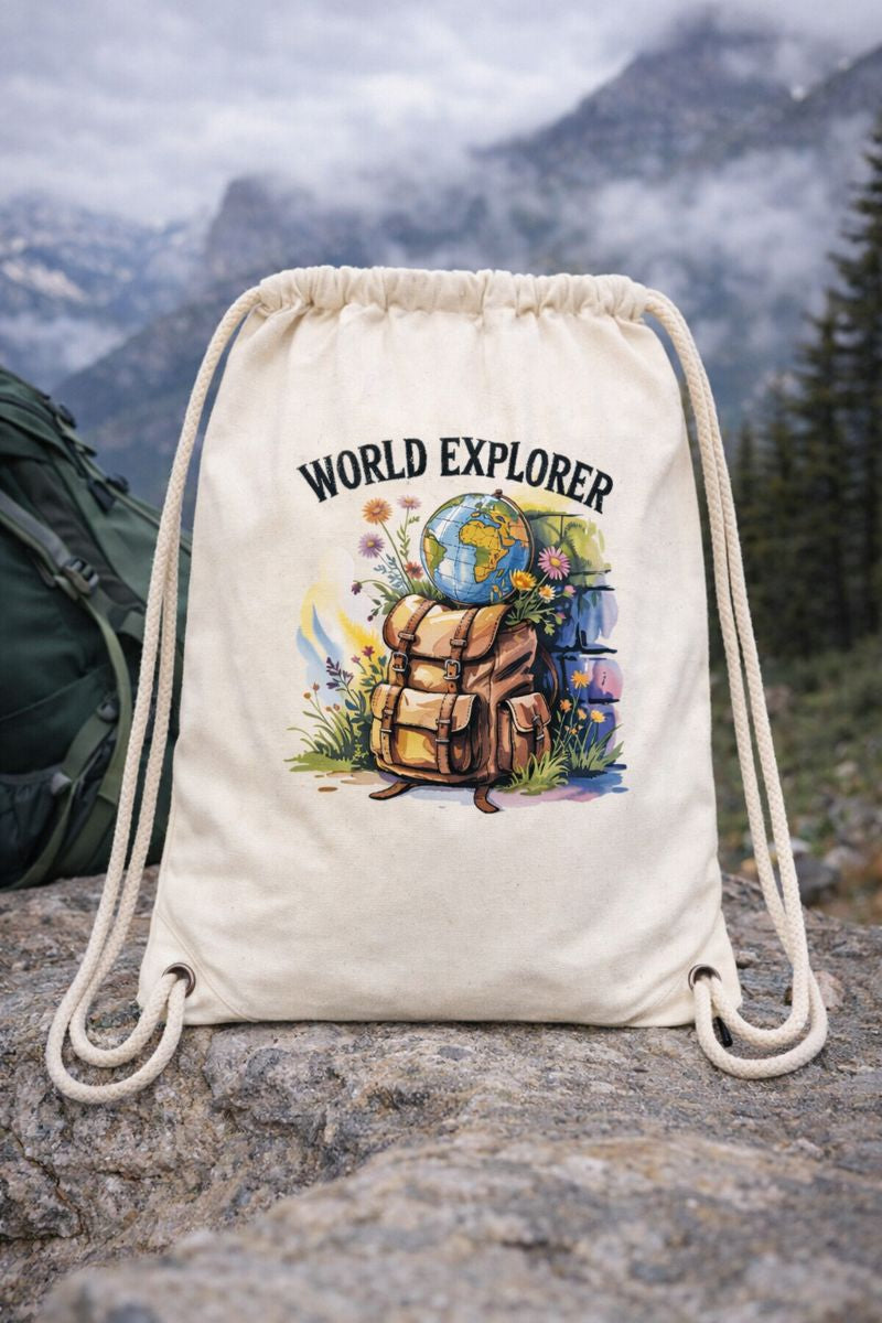 Gym Bag mit WORLD EXPLORER von Bright Light Arts im Reise-Lifestyle-Look