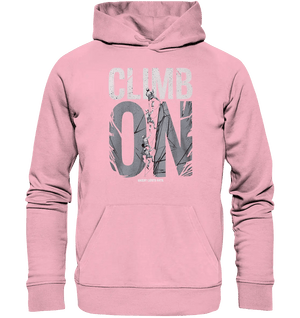 CLIMB ON – Abenteuerliches Kletter - Design mit Teamgeist - Organic Hoodie - Bright Lights Arts