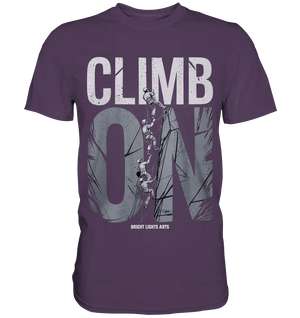 CLIMB ON – Abenteuerliches Kletter - Design mit Teamgeist - Premium Shirt - Bright Lights Arts