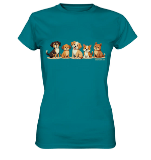 Fünf süße Cartoon - Hunde – Perfektes Geschenk für Hundefreunde - Ladies Premium Shirt - Bright Lights Arts