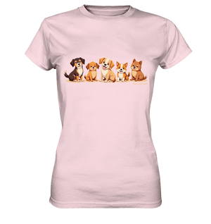 Fünf süße Cartoon - Hunde – Perfektes Geschenk für Hundefreunde - Ladies Premium Shirt - Bright Lights Arts