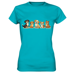 Fünf süße Cartoon - Hunde – Perfektes Geschenk für Hundefreunde - Ladies Premium Shirt - Bright Lights Arts