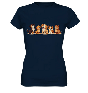 Fünf süße Cartoon - Hunde – Perfektes Geschenk für Hundefreunde - Ladies Premium Shirt - Bright Lights Arts