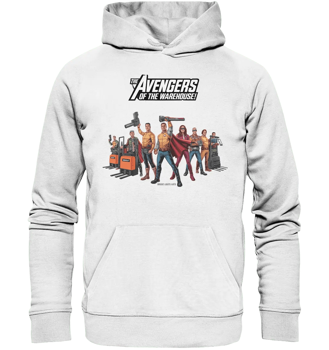 Lagerhelden – Humorvolle und kreative Teamwork Kunst - Organic Hoodie - Bright Lights Arts