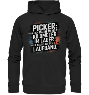 Picker – Kilometerjagd im Lager, neu definiert - Organic Hoodie - Bright Lights Arts
