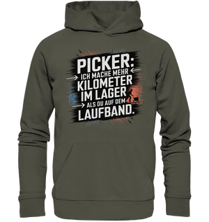 Picker – Kilometerjagd im Lager, neu definiert - Organic Hoodie - Bright Lights Arts