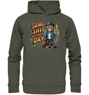 SAME SHIT DIFFERENT DAY – Humorvolles Design mit Affen im Anzug - Organic Hoodie - Bright Lights Arts