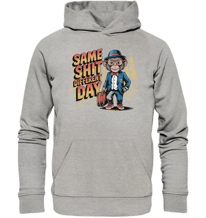 SAME SHIT DIFFERENT DAY – Humorvolles Design mit Affen im Anzug - Organic Hoodie - Bright Lights Arts