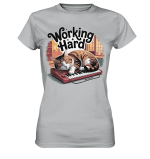 Working Hard – Schlafender Kater auf Tastatur - Ladies Premium Shirt - Bright Lights Arts