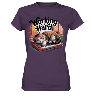 Working Hard – Schlafender Kater auf Tastatur - Ladies Premium Shirt - Bright Lights Arts