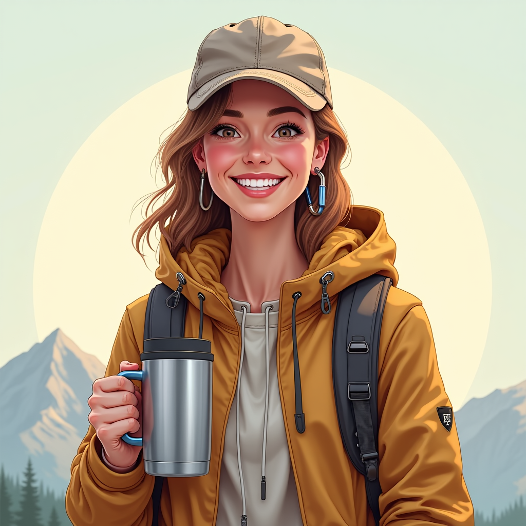 Edelstahl-Tasse-mit-Karabiner Bright Lights Arts