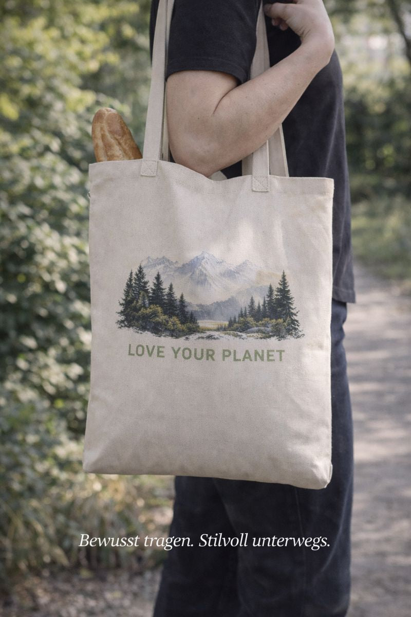 Jutebeutel von Bright Light Arts aus recycelter Baumwolle mit langen Henkeln, verstärkten Nähten und modernem Design