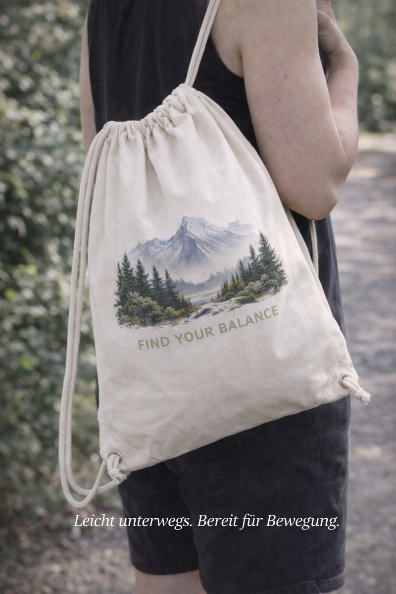 Gym Bag von Bright Light Arts aus Bio-Baumwolle und recyceltem Polyester mit Kordelzug und modernem Design